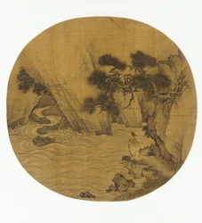 Pêche par un torrent de montagne, dynastie Ming, 1368-1644