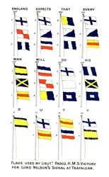 Drapeaux utilisés pour le signal célèbre de Nelson à la bataille de Trafalgar
