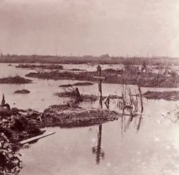 Inondations, Flandre, Belgique, vers 1914-1918
