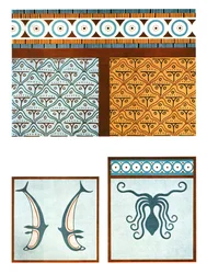 Peintures de sol dans le palais de Tirynthe, Grèce, 1928