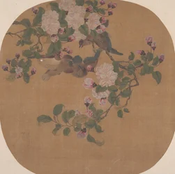 Fleurs avec oiseaux