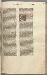 Fol. 123r, Rois III, initiale historiée E, un serviteur amenant Abishag à David..., vers 1275-1300