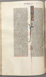 Fol. 174v, Ezra, initiale historiée I, Cyrus dirigeant la construction du Temple