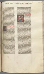 Fol. 257r, Ecclésiastique, initiale historiée O, Sirach assis avec un parchemin, buste de Dieu au-dessus