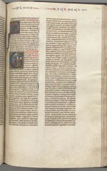 Fol. 370r, Maccabées I, initiale historiée E, Mathathias tuant le Juif idolâtre