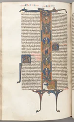 Fol. 391v, Matthieu, initiale historiée en pied L, l
