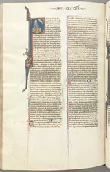 Titus, initiale historiée P, Paul assis avec une épée