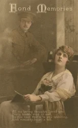 Souvenirs tendres, carte postale romantique envoyée par un soldat à sa bien-aimée