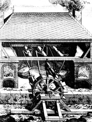Forge avec soufflets actionnés par une roue à aubes, 1673