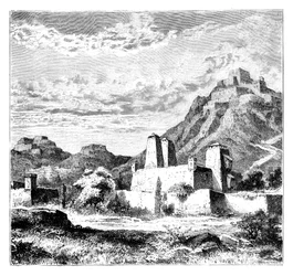 Villages fortifiés près de Lanzhou, Chine, 1895