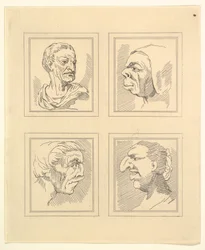 Quatre têtes de caricatures par Léonard de Vinci, d