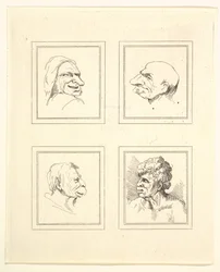 Quatre têtes de caricatures de Léonard de Vinci, d