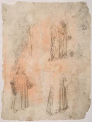 Quatre saints recto, Deux saints, Madone assise et figure agenouillée verso