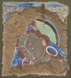 Fragment avec une tête de Bodhisattva, 600-650