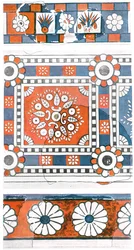 Fragments de peintures murales, palais de Tukulti-Ninurta I, Kar-Tukulti-Ninurta, Assyrie, 1928