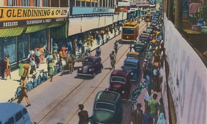 Rue Frederick, Port of Spain, Trinidad, B.W.I., vers 1940