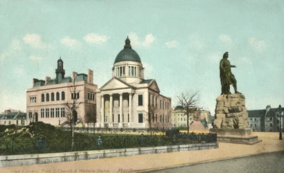 Bibliothèque libre, église libre S et statue de Wallace - Aberdeen, années 1900