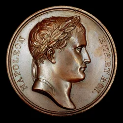 Médaille en bronze française avec buste de Napoléon