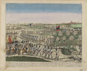 Troupes françaises et russes sur la colline de Zürichberg lors de la première bataille de Zurich, c. 1810