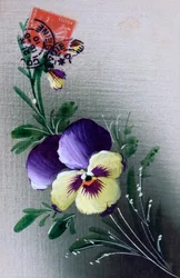Carte postale de fleurs françaises, vers 1900