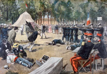 Manœuvres militaires françaises : secouristes, 1897