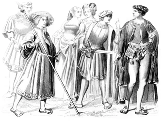 Nobles français et femmes, un yeoman de la garde, et un gentleman, 15ème siècle 1849