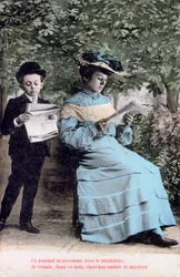 Carte postale romantique française, vers 1900