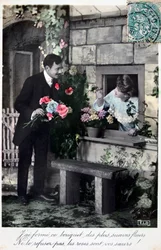 Carte postale romantique française, vers 1900