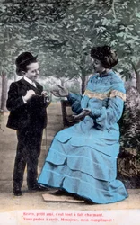Carte postale romantique française, vers 1900