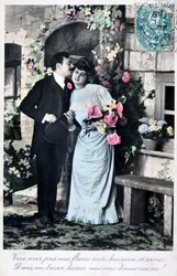 Carte postale romantique française, vers 1900