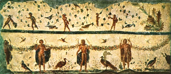 Frise dans la salle à manger Triclinium de la maison de Pammachius, Rome, Italie, 1928