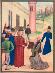 Froissart présentant son livre de poèmes d