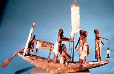Bateau funéraire en bois peint, 9e dynastie, Égypte ancienne, 2232-2140 av. J.-C.