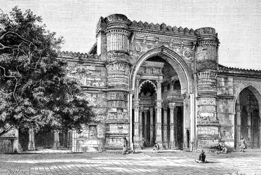 Porte de la Grande Mosquée à Ahmedabad, Inde, 1895