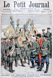 Le général Dragomirov embrasse le drapeau avant le départ des troupes pour la guerre russo-japonaise, 1904