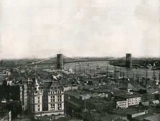 Vue générale montrant le pont de Brooklyn, New York, USA, 1895