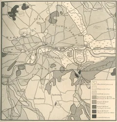 Carte géologique du site de Londres, 1908