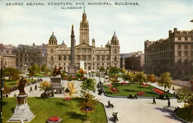 George Square, cénotaphe et bâtiments municipaux, Glasgow, fin 19ème-début 20ème siècle
