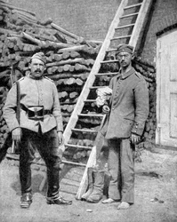 Prisonnier de guerre allemand et un garde, Première Guerre mondiale, 1915