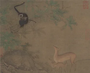 Gibbons et cerfs