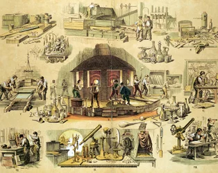 Fabrication de verre, vers 1870