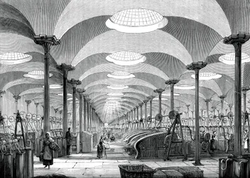 Grande salle dans la filature de lin Messrs Marshalls, Leeds, vers 1880