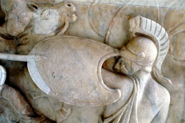 Hoplite grec en bataille contre les Amazones, 30 av. J.-C.-200 apr. J.-C.