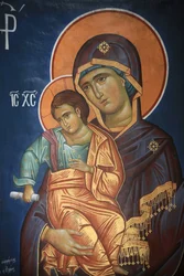 Icône orthodoxe grecque : Vierge et enfant, Thessalonique, Grèce