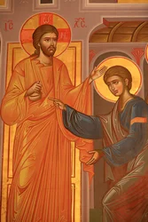Icône orthodoxe grecque représentant le Christ montrant ses blessures, Thessalonique, Grèce