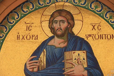 Icône grecque orthodoxe représentant Jésus-Christ, Thessalonique, Grèce
