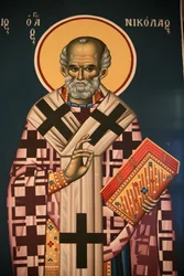Icône orthodoxe grecque représentant Saint Nicolas, Thessalonique, Grèce