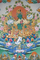 Tara verte, symbole de prospérité. Monastère de Kopan, Katmandou, Népal