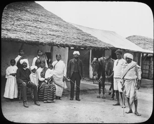 Groupe de coolies indiens, Afrique du Sud, vers 1890