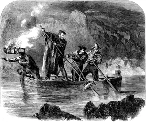 Guiseppe Garibaldi pêchant à la lance la nuit au large de Caprera, 1860-61
